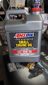 Gallon jug of small engine oil