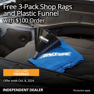 Free funnel and rags with your online purchase through Oct 8